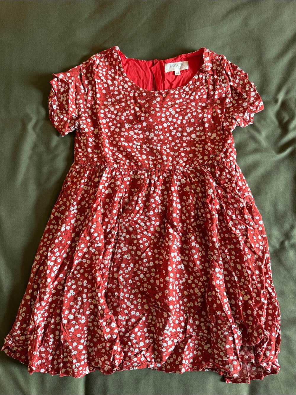 {ROOLEE} kids mini cherry red floral dress 5-6T